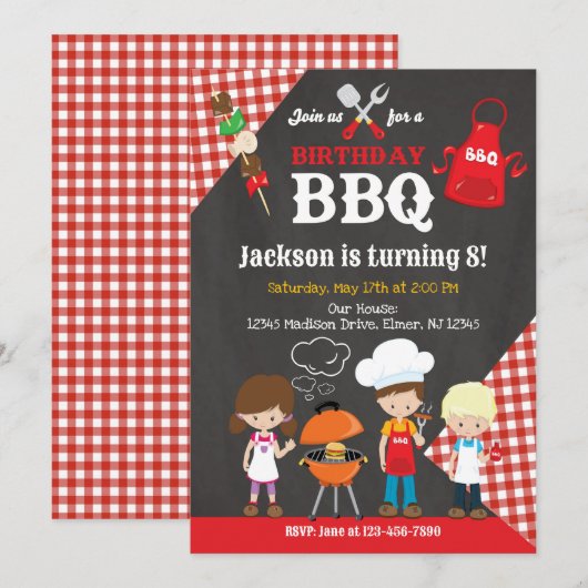 Tuinbarbecue verjaardagsfeestje kaart (Voorkant / Achterkant)