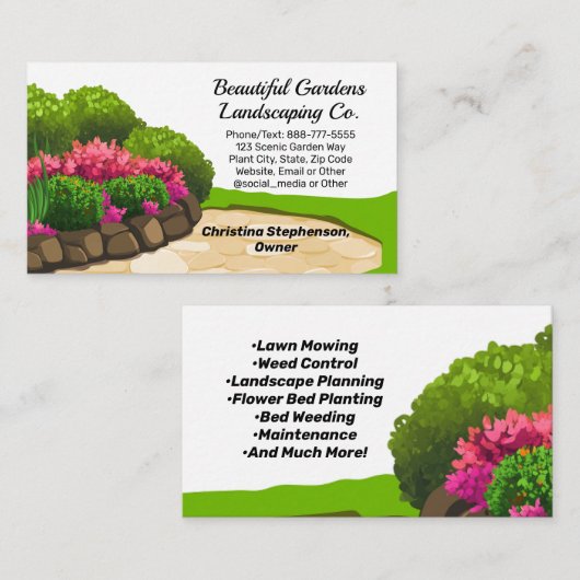 Tuinbed Landschapsontwerp Landschapsaannemer Visitekaartje (Voorkant / Achterkant)