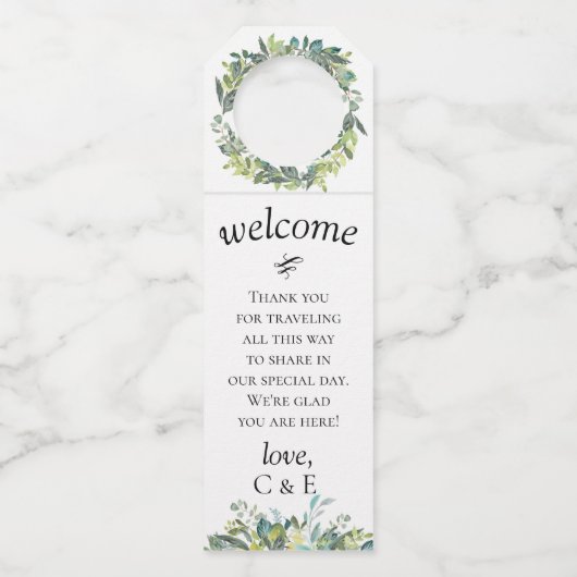 Tuinbladeren gepersonaliseerd flessenhanger (Voorkant)