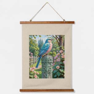 tuinblauwvogel hangend wandkleed