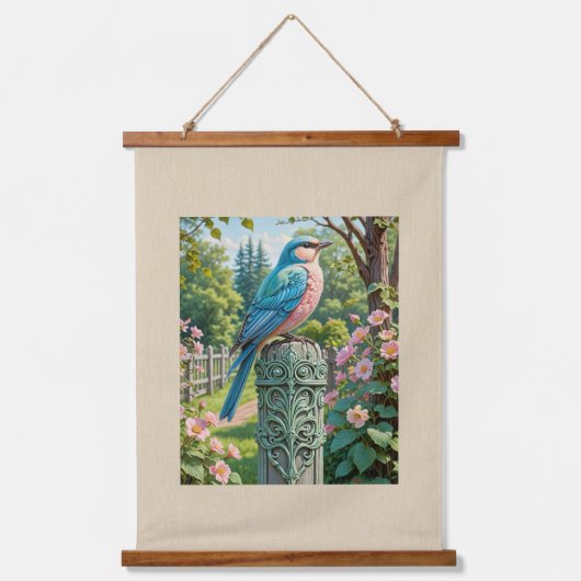 tuinblauwvogel hangend wandkleed (Voorkant)
