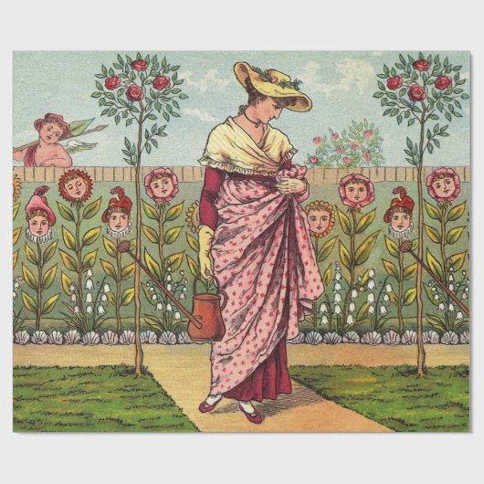 Tuinbloem Antiek Cadeaupapier (Vlak)