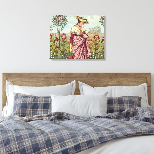 Tuinbloem Antiek Canvas Afdruk (Insitu (Slaapkamer))