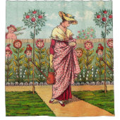 Tuinbloem Antiek Douchegordijn (Voorkant)