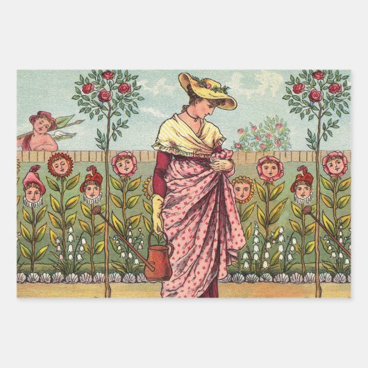 Tuinbloem Antiek Inpakpapier Vel (Voorkant)