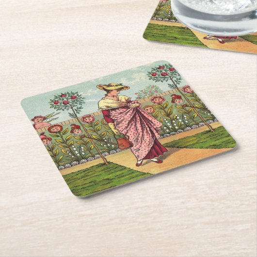 Tuinbloem Antiek Kartonnen Onderzetters (Schuin)