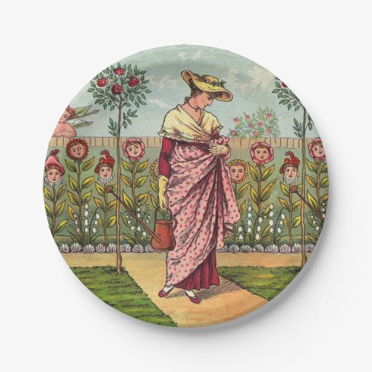 Tuinbloem Antiek Papieren Bordje (Voorkant)