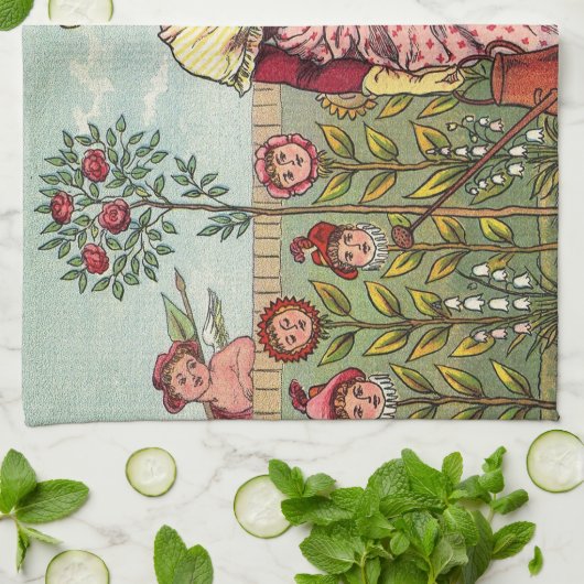 Tuinbloem Antiek Theedoek (Gevouwen)