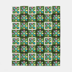 Tuinbloem met geometrisch patroon fleece deken