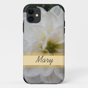 Tuinbloem met naam , witte dahlia iPhone 11 hoesje