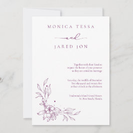 Tuinbloem Paarse juweel voor huwelijksuitnodiging Kaart