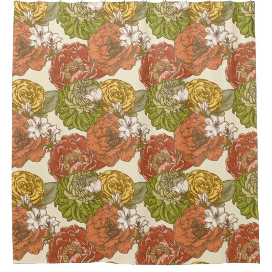 Tuinbloem patroon douchegordijn (Voorkant)