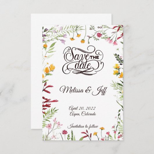 Tuinbloem sparen de datum save the date (Voorkant / Achterkant)