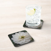 tuinbloem - witte dahlia . bloemfotografie bier onderzetter (Rechterzijde)