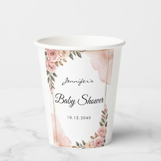 Tuinbloemen Baby shower Papieren Beker (Voorkant)
