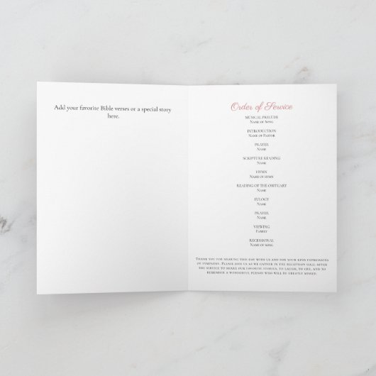 Tuinbloemen Begrafenis viering van het leven Programma (Binnen)