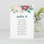 Tuinbloemen. Bloementafelnummer met zitplaatsen Kaart (Staand voorkant)