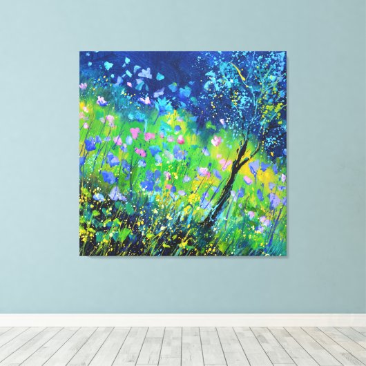 Tuinbloemen Canvas Afdruk (Insitu (Houten vloer))