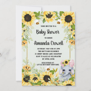 Tuinbloemen Elephant Girl Baby shower Kaart