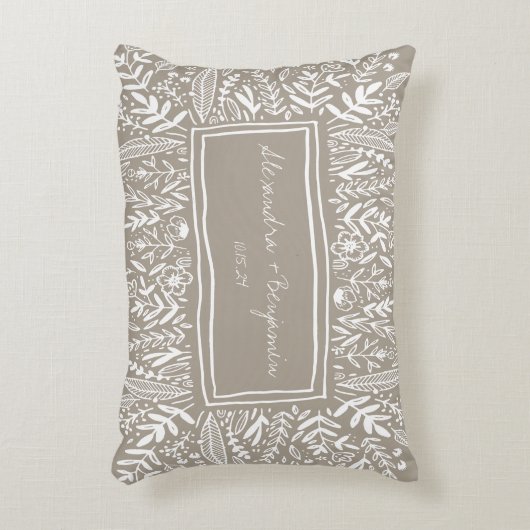 Tuinbloemen in een lichtbruine rand Persoonlijke b Accent Kussen (Voorkant(Verticaal))