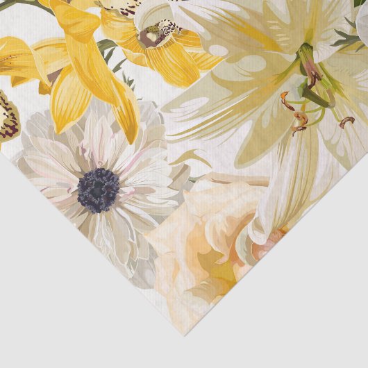 Tuinbloemen. Magische lelie, roos, anemoonbloem Tissuepapier (Detail)