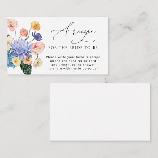 Tuinbloemen Neem alstublieft een recept mee Informatiekaartje (Voorkant / Achterkant)