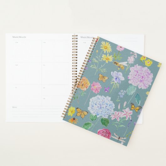 Tuinbloemen olieverfschilderij Effect turquoise Planner (Display)