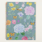 Tuinbloemen olieverfschilderij Effect turquoise Planner (Voorkant)