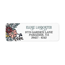 Tuinbloemen retour adreslabel etiket