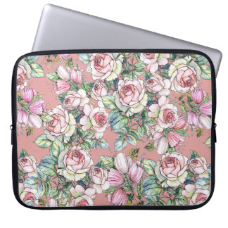 Tuinbloemen roos met in waterco geverfde tulpen laptop sleeve