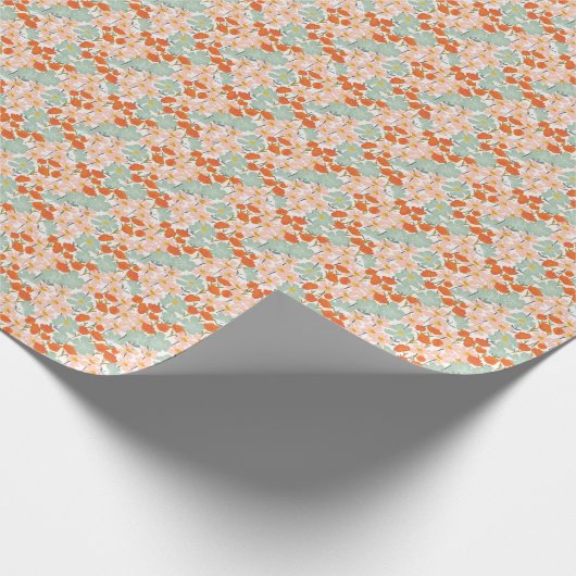 Tuinbloemen: roze, sinaasappel naadloos cadeaupapier (Hoek)