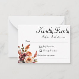Tuinbloemen RSVP-kaart, antwoord Kaart Notitiekaartje