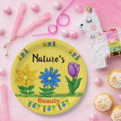  Tuinbloemen Tulp Zonnebloem Blauw Daisy Papieren Bordje (Feest)