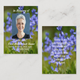 Tuinbloemen van blauwe klokjes Gedenk Geschenk Visitekaartje
