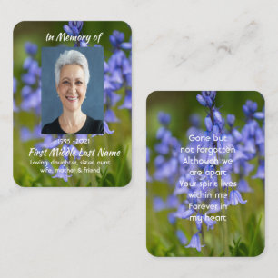 Tuinbloemen van blauwe klokjes Gedenk Geschenk Visitekaartje