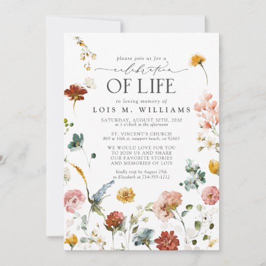 Tuinbloemen Viering van het leven Kaart (Voorkant)