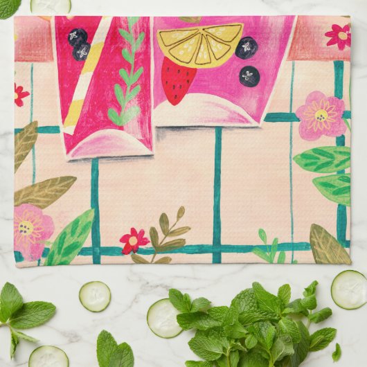 tuinbloemen voor de drink van fruit theedoek (Gevouwen)