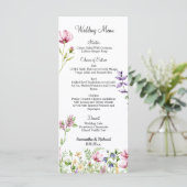 Tuinbloemen Waterverf 4x9" Trouwmenu Menu (Staand voorkant)