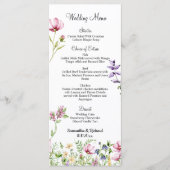 Tuinbloemen Waterverf 4x9" Trouwmenu Menu (Voorkant)