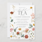 Tuinbloemen Waterverf Bruidsthee Kaart (Voorkant)