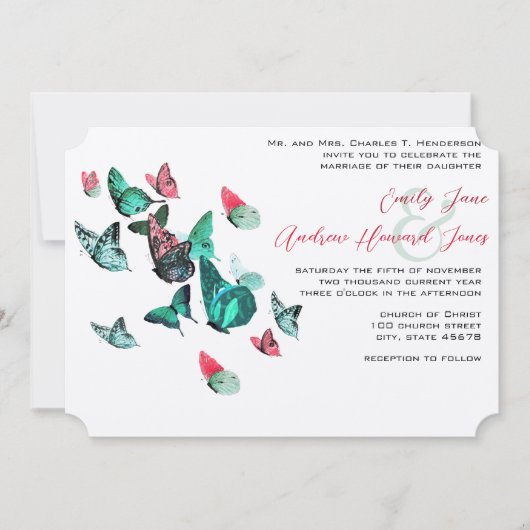 Tuinbocht voor buitengebruik Roze en Neo Mint Wedd Kaart (Voorkant)