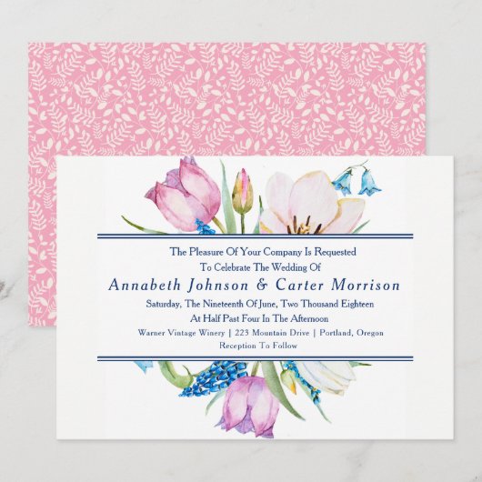 Tuinboeket Bloemenbruiloft uitnodiging (Voorkant / Achterkant)