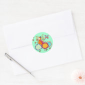 Tuinboer met bloemen ronde sticker (Envelop)