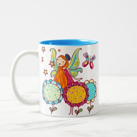 Tuinboer met bloemen tweekleurige koffiemok (Links)