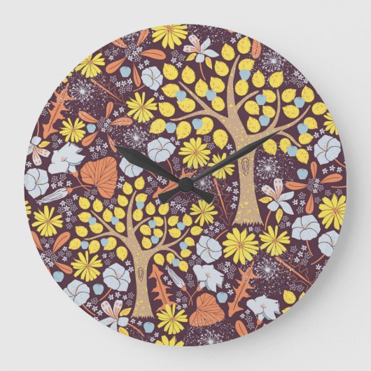 Tuinbomen, bloemen, appelmotief grote klok (Voorkant)