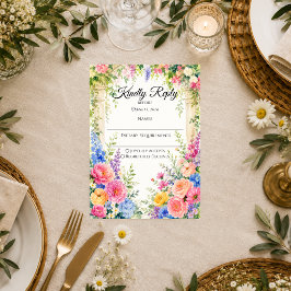 Tuinboog Bloemen Huwelijk Fantasie RSVP Kaartje