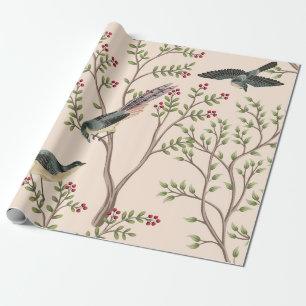 tuinboom, vogelbloem naadloos patroon cadeaupapier