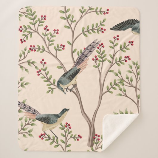 tuinboom, vogelbloem naadloos patroon sherpa deken (Voorkant)