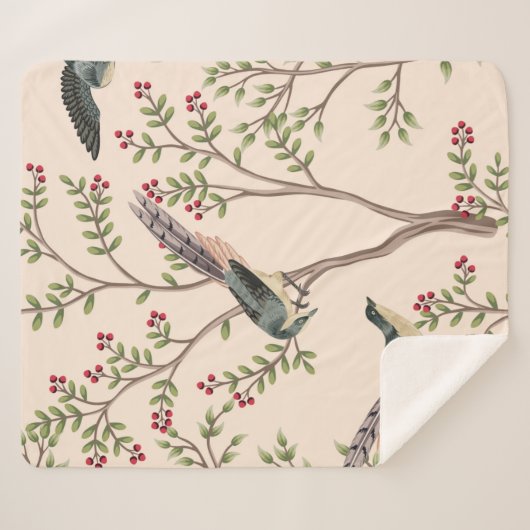  tuinboom, vogelbloem naadloos patroon sherpa deken (Voorkant (horizontaal))