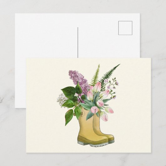 Tuinbots met Tulip en Lila bloemen Briefkaart (Voorkant / Achterkant)